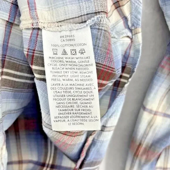 PENDLETON Women‎ 100% Cotton  Blue & Brown Plaid Button Up Shirt Size Large - Picture 8 of 8